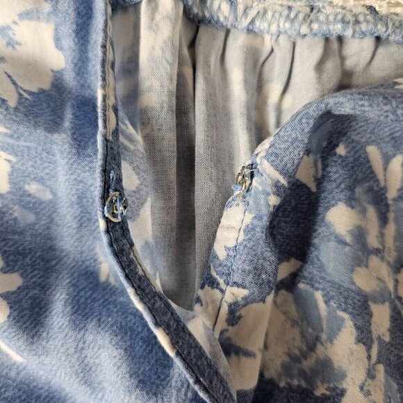 💎Joe B by Joe Benbasset Floral Ruffle Lace Boho Blue And White Romper - Picture 10 of 11